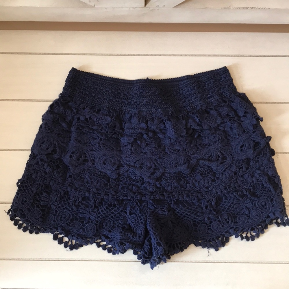 Miami Navy Blue Crochet Shorts